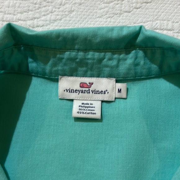Vineyard, Vines, linen,/cotton, blend turquoise tunic. Medium - Picture 8 of 11